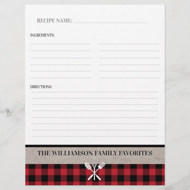 Papier Rustic Country Kitchen Recette Classeur Insertion (Devant)