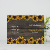 Papier Rustic Country Sunflower Grange Wood Wedding Progr (Debout devant)