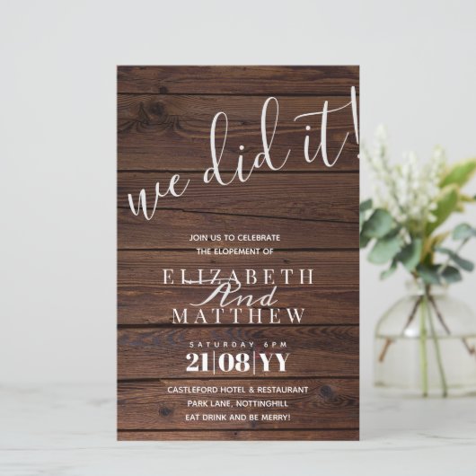Papier Rustic Elopement Réception de mariage MODIFIER TEX (Debout devant)