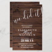 Papier Rustic Elopement Réception de mariage MODIFIER TEX (Devant / Derrière)