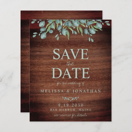 Papier Rustic Eucalyptus Mariage QR Code Enregistrer la d (Devant / Derrière)
