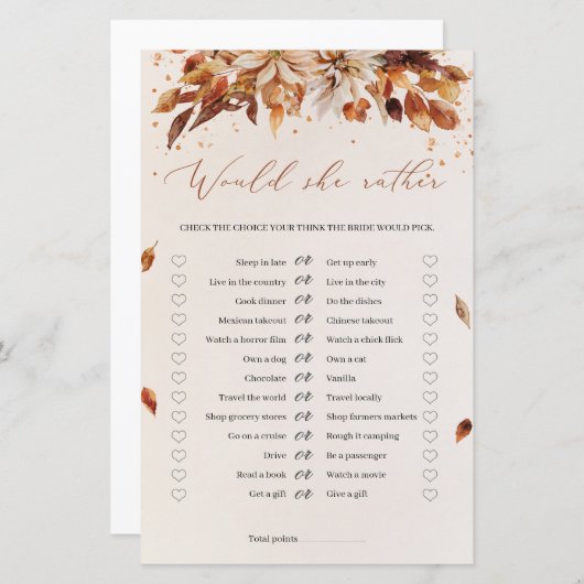 Papier Rustic Fall et Automne Plairait-elle à jouer (Devant / Derrière)