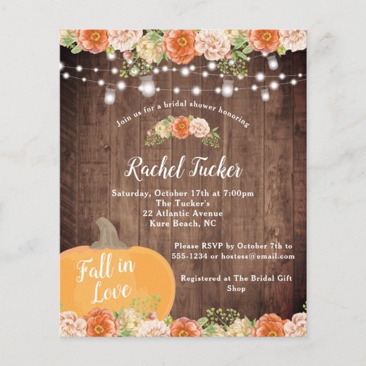 Papier Rustic Fall in Love Mason Jar Lumières Fête des ma (Devant)