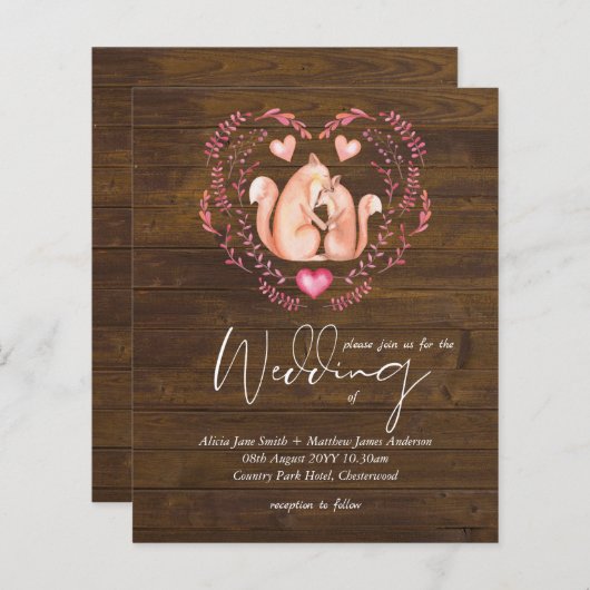 Papier Rustic Fall WOODLAND Renverse Mariages Invitations (Devant / Derrière)