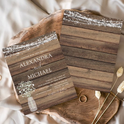 Papier Rustic Farmhouse Baby's Breath Jar Mariage
