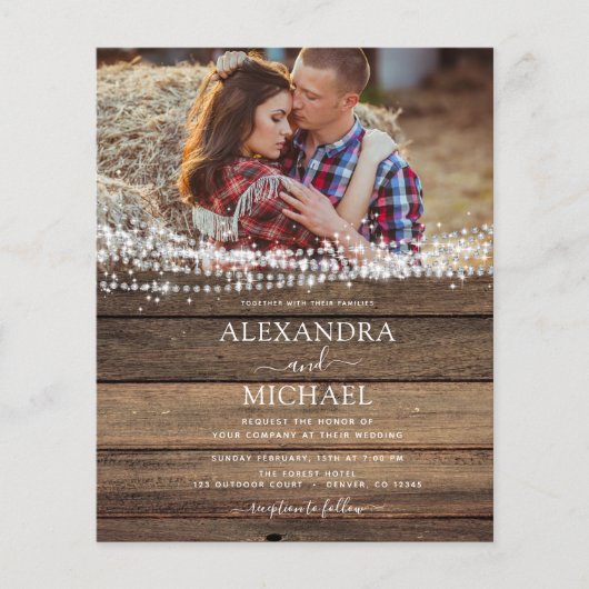 Papier Rustic Farmhouse String Lights Mariage photo (Devant)