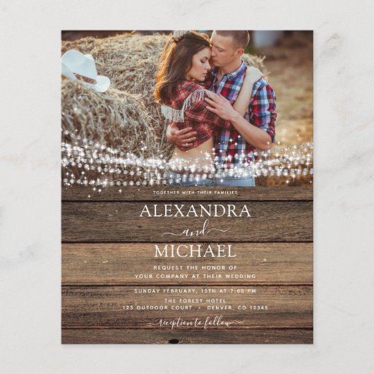 Papier Rustic Farmhouse String Lights Mariage photo (Devant)