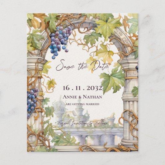 Papier Rustic Grapevine Vignoble Mariage Enregistrer la d (Devant)