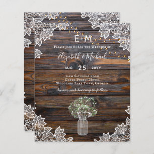 Papier Rustic Gypsophila WOODLAND MARIAGE Invitation BUDG