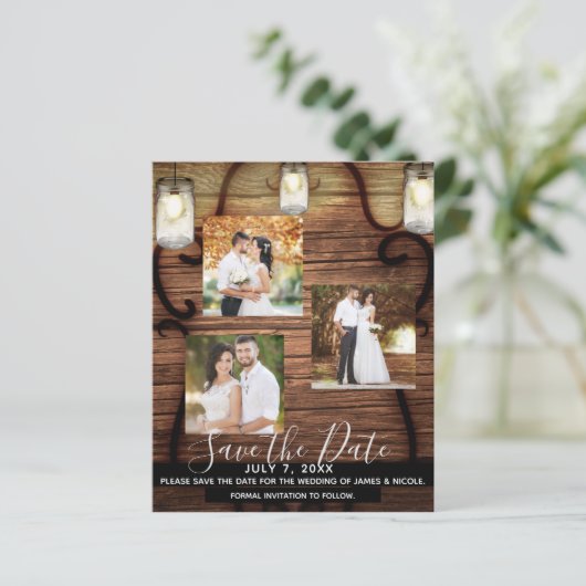 Papier Rustic Hanging Lights Mariage Photo Enregistrer la (Debout devant)