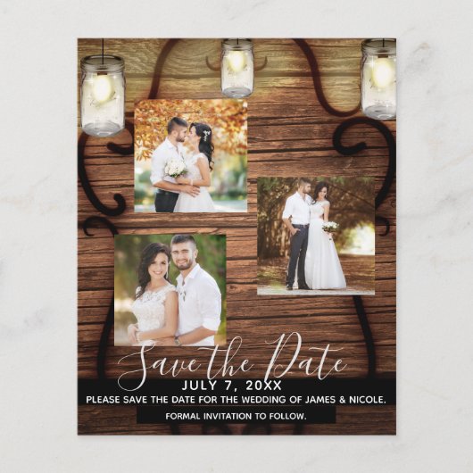 Papier Rustic Hanging Lights Mariage Photo Enregistrer la (Devant)
