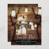 Papier Rustic Hanging Lights Mariage Photo Enregistrer la (Devant / Derrière)