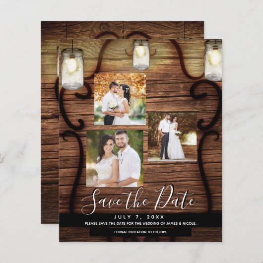 Papier Rustic Hanging Lights Mariage Photo Enregistrer la (Devant / Derrière)