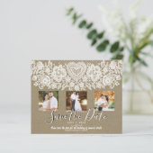 Papier Rustic Heart White Lace Kraft Photo Enregistrer la (Debout devant)