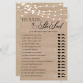 Papier Rustic Il a dit qu'elle a dit jeu de douche nuptia (Devant / Derrière)