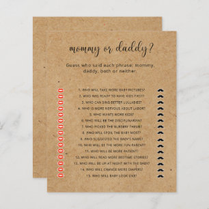Papier Rustic - jeu de baby shower maman ou papa