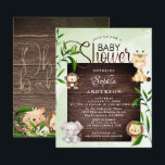 Papier Rustic Jungle Safari Animaux baby shower verdoyant<br><div class="desc">Rustic Jungle Safari Animaux baby shower de verdure Invitation,  aquarelle élégante et simple Feuilles verts et bois rustique et animaux Safari mignon,  calgraphie élégante,  à compléter avec vos détails facilement et rapidement. Consultez ma boutique pour voir l'ensemble de la suite pour ce design.</div>