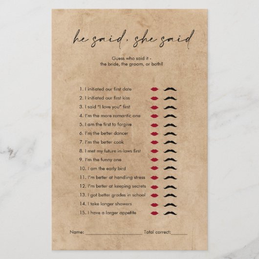 Papier Rustic Kraft Il Dit Qu'Elle A Dit Fête des mariées (Devant)