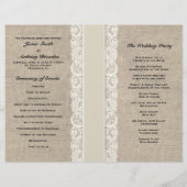 Papier Rustic Lace & Burlap Ivory Ribbon Wedding Programm (Dos)