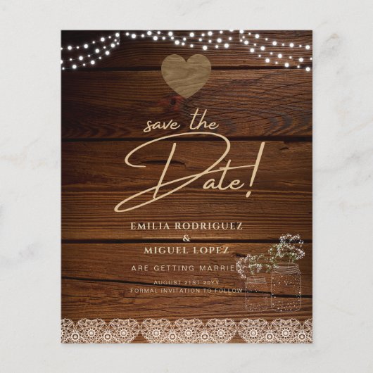 Papier Rustic Mason Jars Lumières Dentelle Gypsophilie MA (Devant)