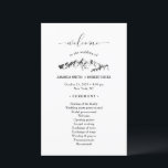 Papier Rustic Mountain Wedding Program<br><div class="desc">Belle feuille de papier du programme MOUNTAIN WEDDING avec un motif de montagne esquissé et un grand "bienvenue" dans un script élégant ainsi que les détails du programme de mariage pour vous de personnaliser.</div>