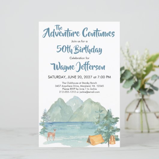 Papier Rustic Mountains Adventure Budget 50e anniversaire (Debout devant)