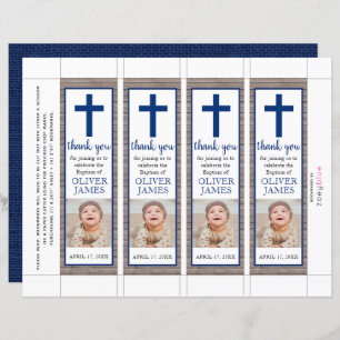 Papier Rustic Navy Blue Boy Baptême Signet photo