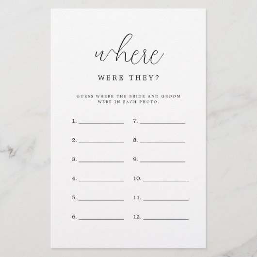 Papier Rustic Où Étaient-Ils Fête des mariées Jeu (Devant)
