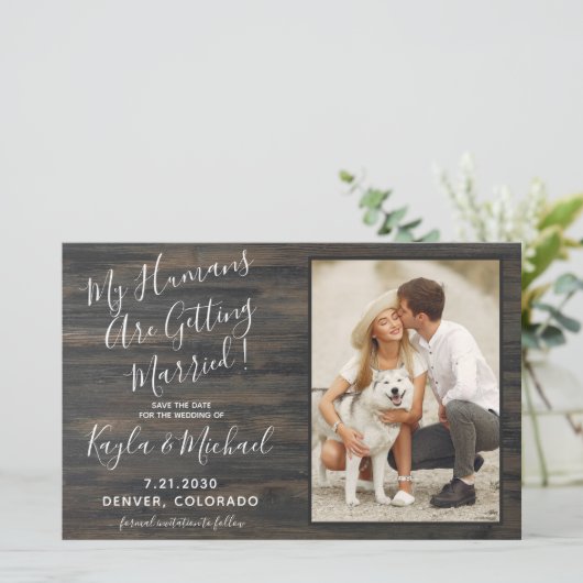 Papier Rustic Pet Mariage Budget Chien Enregistrer Les Ca (Debout devant)