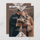 Papier Rustic Pet Photo Lace Effect Whimsical Typography (Devant / Derrière)