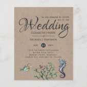 Papier Rustic Seahorse Ocean Mariage de mer Invite Budget (Devant)