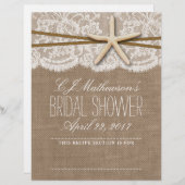 Papier Rustic Starfish Beach Fête des mariées Recette Div (Devant / Derrière)