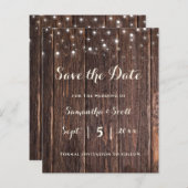 Papier Rustic String Lumières Mariage Enregistrer les car (Devant / Derrière)