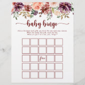 Papier Rustic Summer Floral Baby Bingo Douche Jeu (Devant)