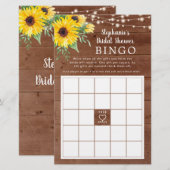 Papier Rustic Sunflower Lumières Fête des mariées Bingo J (Devant / Derrière)