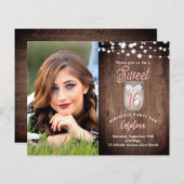 Papier Rustic Sweet 16 Mason Jar Lumières Anniversaire In (Devant / Derrière)