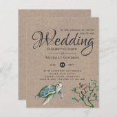 Papier Rustic Turtle Océan Mariage Invite Budget (Devant / Derrière)