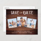 Papier Rustic Wood 3 Photo Budget Mariage Enregistrer La  (Devant / Derrière)