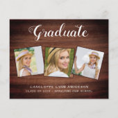 Papier Rustic Wood Graduate 3 Photo Budget Graduation (Devant)
