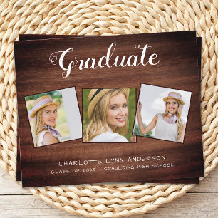 Papier Rustic Wood Graduate 3 Photo Budget Graduation