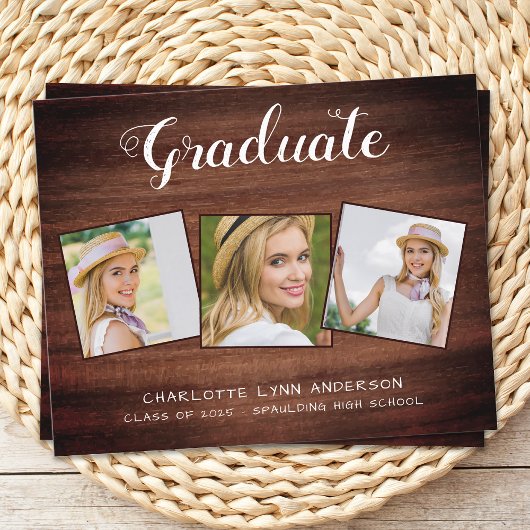 Papier Rustic Wood Graduate 3 Photo Budget Graduation