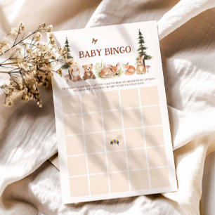 Papier Rustic Woodland Animaux Baby shower Bingo Jeu