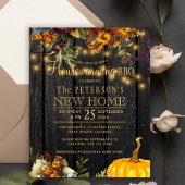 Papier Rustique automne bois fleuri invitation barbecue c