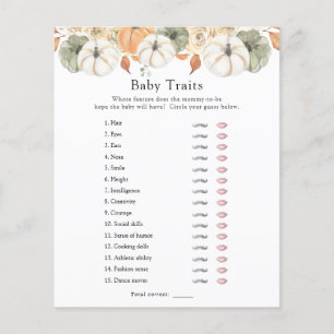 Papier Rustique Automne Citrouille Baby Traits Douche Jeu