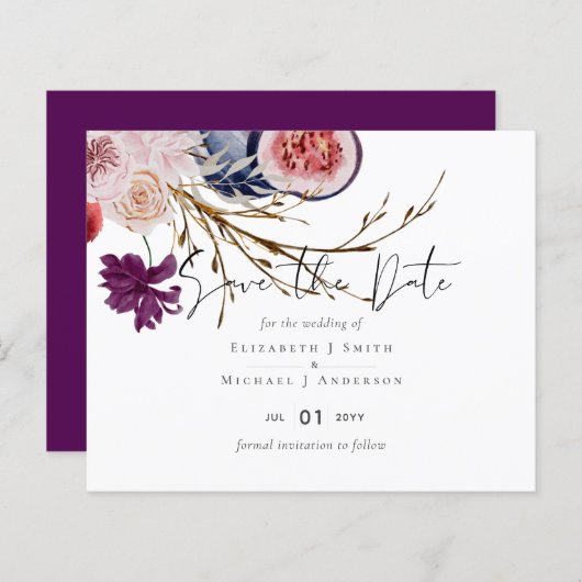 Papier Rustique automne Citrouille Figs Fleurs Mariage (Devant / Derrière)