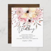 Papier Rustique Blush rose Floral Sage Budget Mariage Inv (Devant / Derrière)