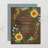 Papier Rustique BOHO Sunflowers Mariage de verdure (Devant / Derrière)
