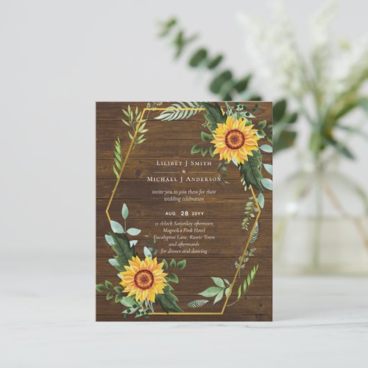 Papier Rustique BOHO Sunflowers Mariage de verdure (Debout devant)