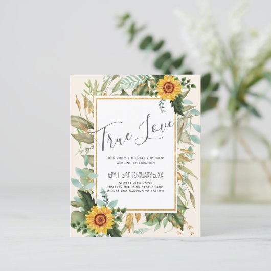 Papier Rustique BOHO Sunflowers Mariage de verdure (Debout devant)
