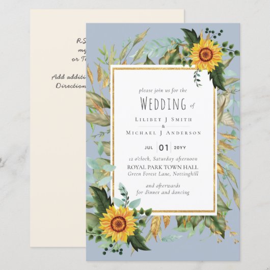 Papier Rustique BOHO Sunflowers Mariage de verdure (Devant / Derrière)
